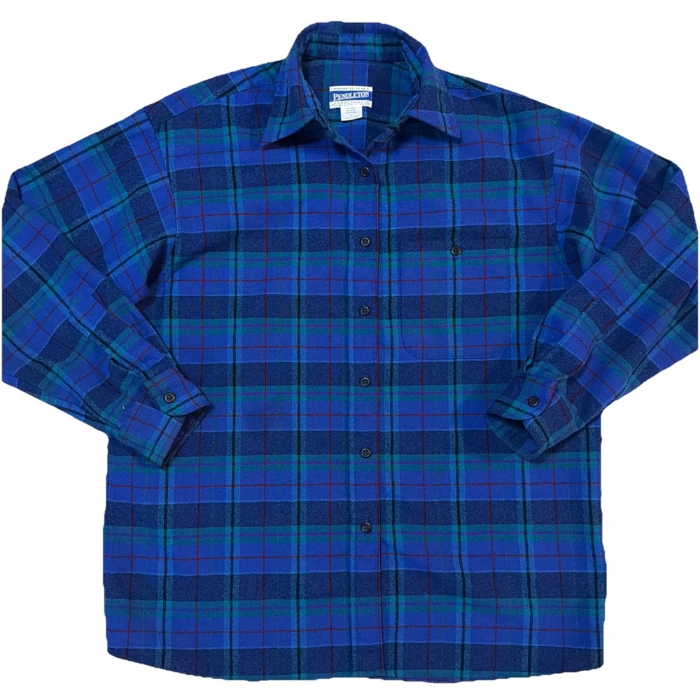 Vintage‎ Pendleton Women's 100% Virgin Wool Plaid Long Sleeve Large Button Up